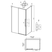 Душевой уголок Grossman Galaxy 100 х 90 x 195 см, дверь раздвижная, стекло прозрачное, графит сатин, 120.K33.01.1090.42.00