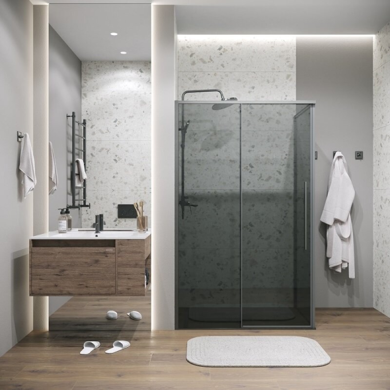 Душевой уголок Grossman Galaxy 120.K33.01.1090.42.10, 100 х 90 см, стекло тонированное, профиль графит сатин