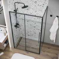 Душевой уголок Grossman Galaxy 120.K33.01.1210.21.00, 120 х 100 см, стекло прозрачное, профиль черный матовый
