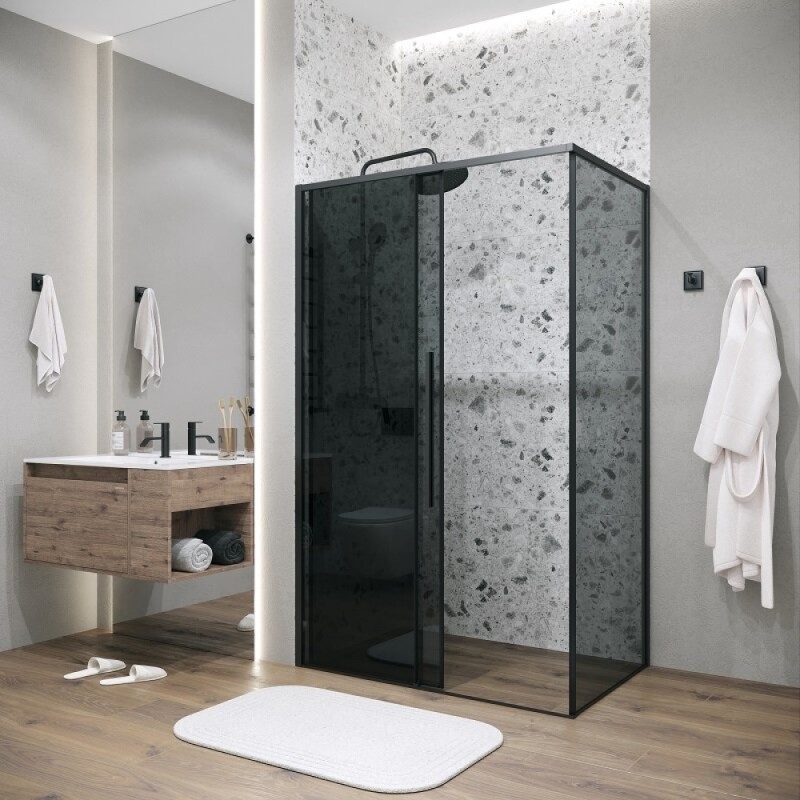 Душевой уголок Grossman Galaxy 120.K33.01.1280.21.10, 120 х 80 см, стекло тонированное, профиль черный матовый
