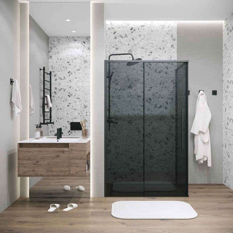 Душевой уголок Grossman Galaxy 120.K33.01.1290.21.10, 120 х 90 см, стекло тонированное, профиль черный матовый