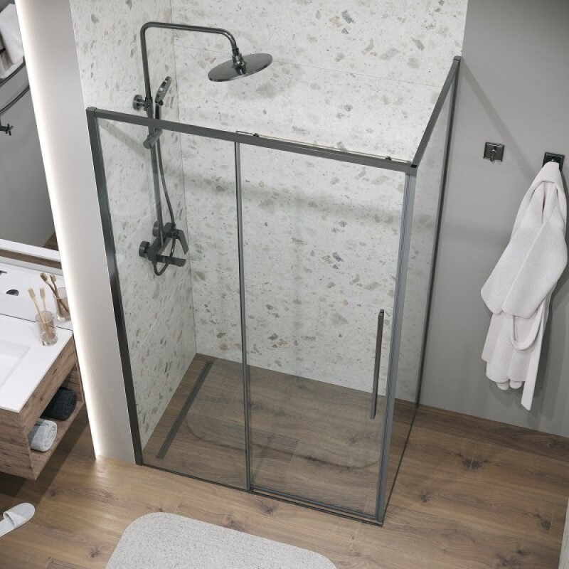 Душевой уголок Grossman Galaxy 120.K33.01.1370.42.00, 130 х 70 см, стекло прозрачное, профиль графит сатин
