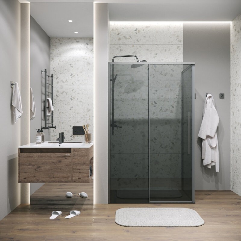 Душевой уголок Grossman Galaxy 120.K33.01.1410.42.10, 140 х 100 см, стекло тонированное, профиль графит сатин