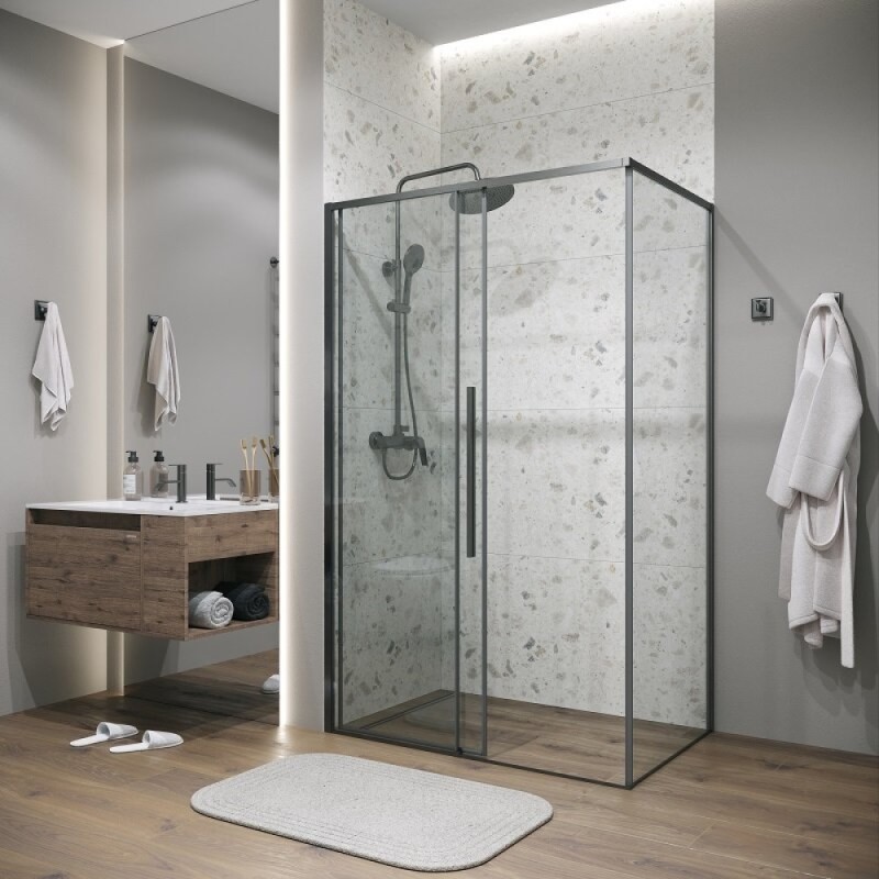 Душевой уголок Grossman Galaxy 120.K33.01.1470.42.00, 140 х 70 см, стекло прозрачное, профиль графит сатин