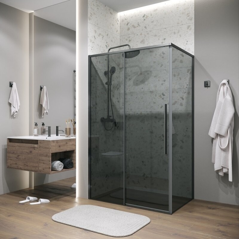 Душевой уголок Grossman Galaxy 120.K33.01.1470.42.10, 140 х 70 см, стекло тонированное, профиль графит сатин