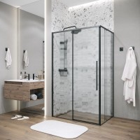 Душевой уголок Grossman Galaxy 120.K33.01.1480.21.02, 140 х 80 см, стекло шиншилла, профиль черный матовый