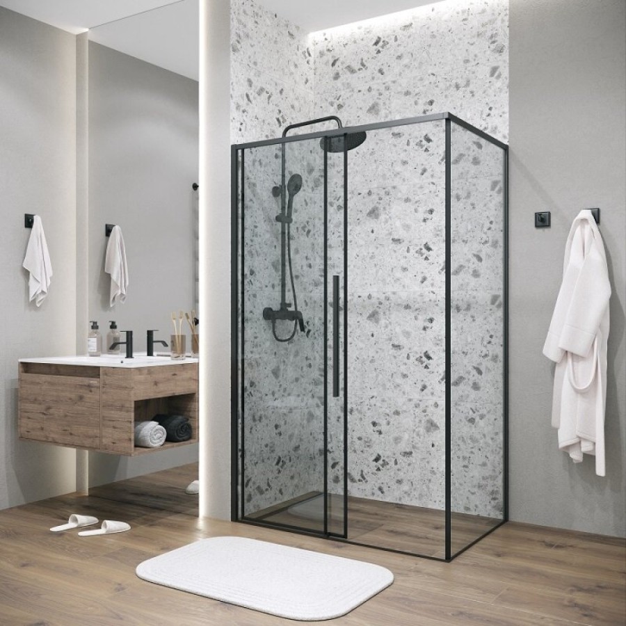 Душевой уголок Grossman Galaxy, 120.K33.01.1490.21.00, 140 х 90 см, стекло прозрачное, профиль черный матовый