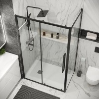 Душевой уголок Grossman Cosmo 120.K33.02.1080.21.00, 100 х 80 см, стекло прозрачное, профиль черный матовый