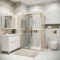 Душевой уголок Grossman Cosmo 120.K33.02.1110.32.00, 110 х 100 см, стекло прозрачное, профиль золото сатин