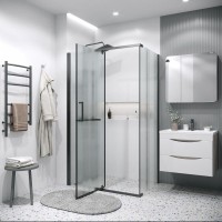 Душевой уголок Grossman Pragma 120.K33.03.1110.21.02, 110 х 100 см, стекло шиншилла, профиль черный матовый