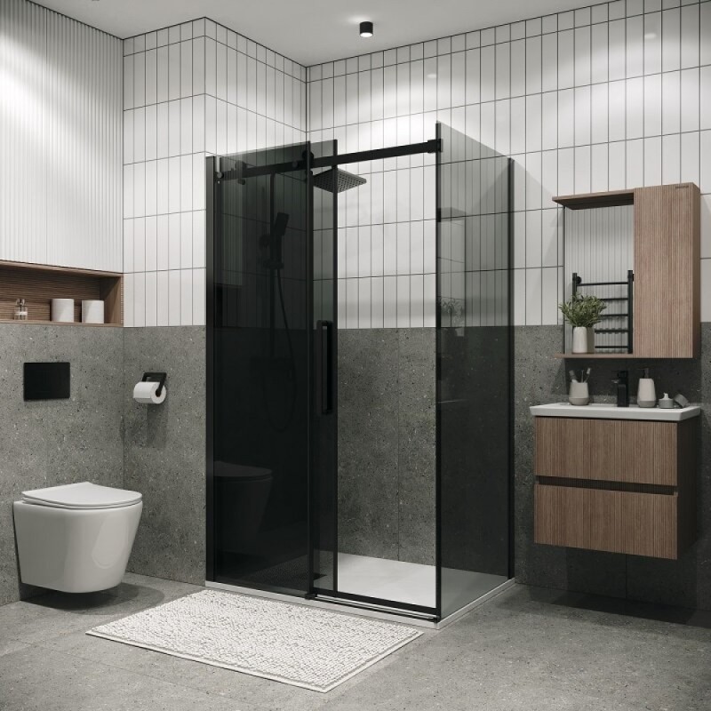 Душевой уголок Grossman Classic 120.K33.04.1070.21.10, 100 х 70 см, стекло тонированное, профиль черный матовый