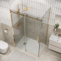 Душевой уголок Grossman Classic 120.K33.04.1080.32.00, 100 х 80 см, стекло прозрачное, профиль золото сатин