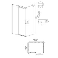 Душевой уголок Grossman Classic 120.K33.04.1080.32.00, 100 х 80 см, стекло прозрачное, профиль золото сатин