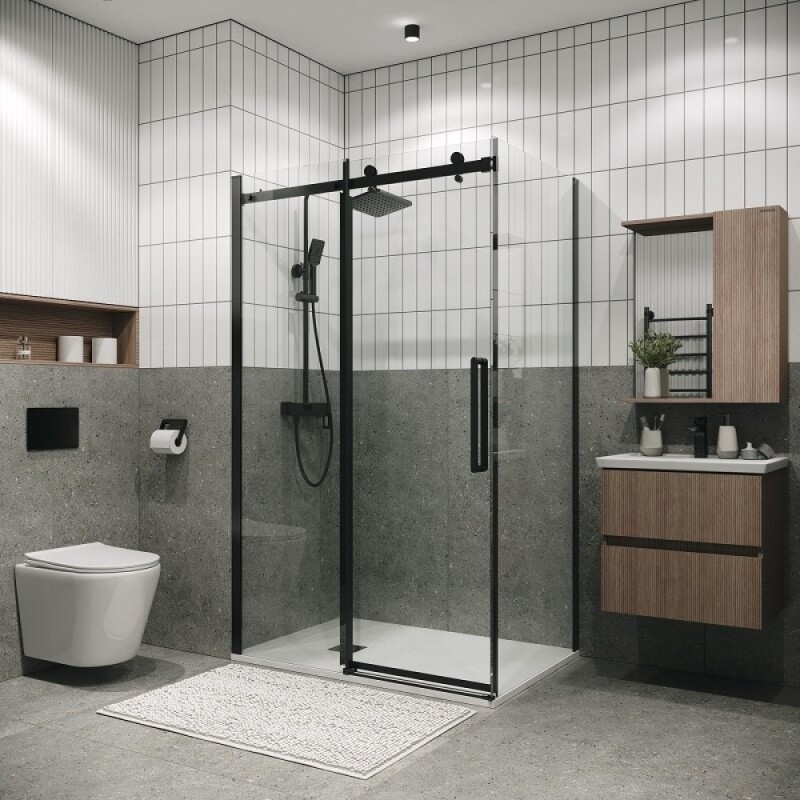 Душевой уголок Grossman Classic 120.K33.04.1090.21.00, 100 х 90 см, стекло прозрачное, профиль черный матовый