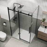 Душевой уголок Grossman Classic 120.K33.04.1190.21.00, 110 х 90 см, стекло прозрачное, профиль черный матовый