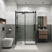 Душевой уголок Grossman Classic 120.K33.04.1390.21.00, 130 х 90 см, стекло прозрачное, профиль черный матовый