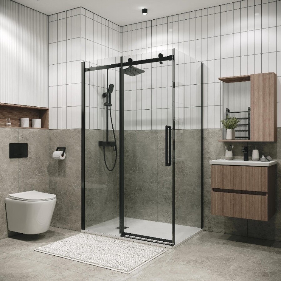 Душевой уголок Grossman Classic 120.K33.04.1390.42.00, 130 х 90 см, стекло прозрачное, профиль графит сатин