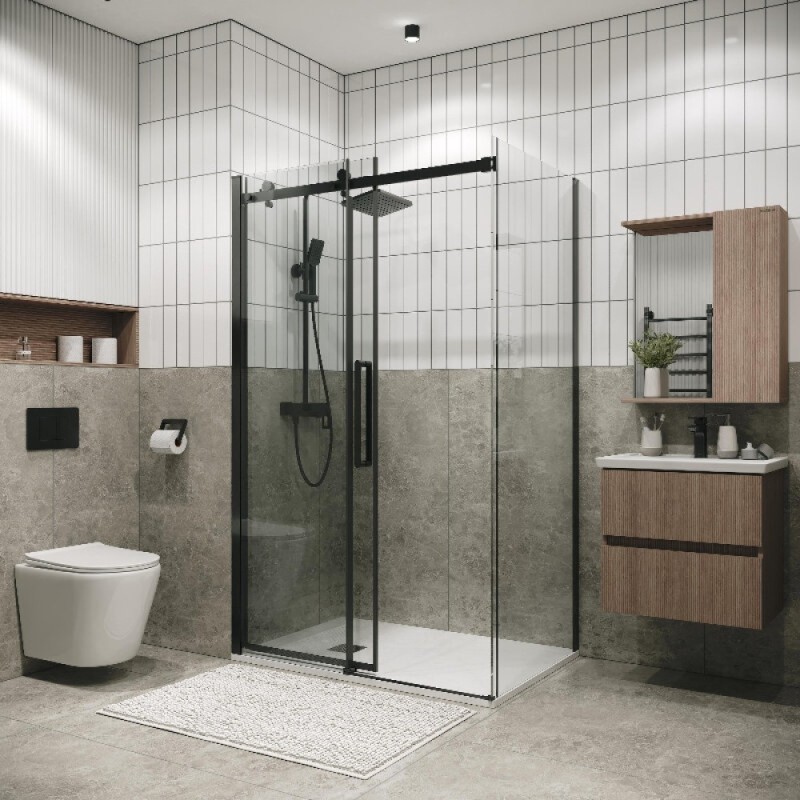 Душевой уголок Grossman Classic 120.K33.04.1490.42.00, 140 х 90 см, стекло прозрачное, профиль графит сатин