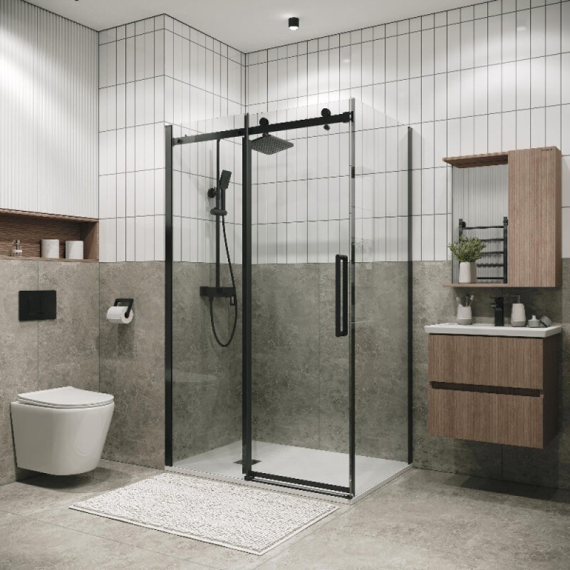 Душевой уголок Grossman Classic 120.K33.04.1580.42.00, 150 х 80 см, стекло прозрачное, профиль графит сатин