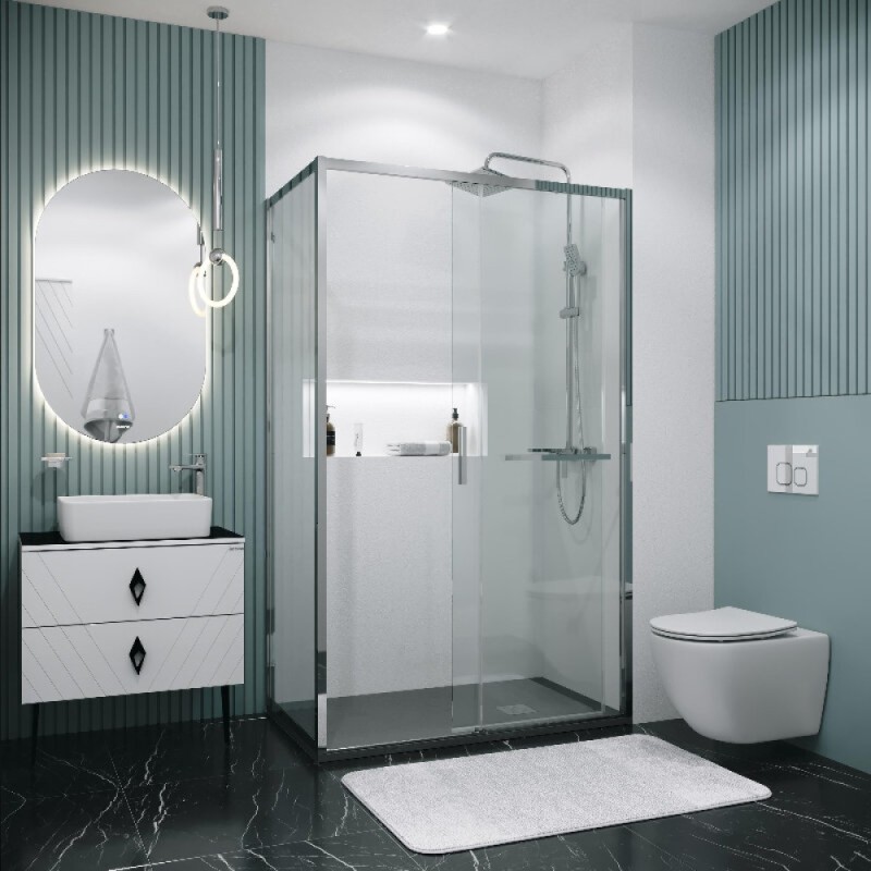 Душевой уголок Grossman Style 120.K33.05.1110.10.00, 110 х 100 см, стекло прозрачное, профиль хром