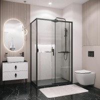 Душевой уголок Grossman Style 120.K33.05.1110.21.00, 110 х 100 см, стекло прозрачное, профиль черный матовый