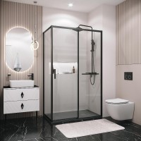 Душевой уголок Grossman Style 120.K33.05.1110.21.00, 110 х 100 см, стекло прозрачное, профиль черный матовый