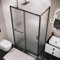Душевой уголок Grossman Classic 120.K33.05.1170.21.02, 110 х 70 см, стекло шиншилла, профиль черный матовый