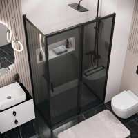 Душевой уголок Grossman Style120.K33.05.1190.21.10, 110 х 90 см, стекло тонированное, профиль черный матовый