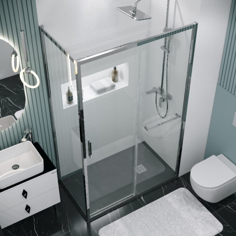 Душевой уголок Grossman Style 120.K33.05.1210.10.00, 120 х 100 см, стекло прозрачное, профиль хром