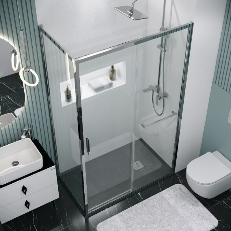 Душевой уголок Grossman Style 120.K33.05.1270.10.00, 120 х 70 см, стекло прозрачное, профиль хром