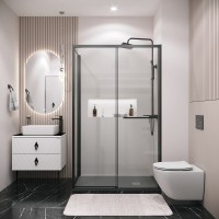 Душевой уголок Grossman Style 120.K33.05.1390.21.00, 130 х 90 см, стекло прозрачное, профиль черный матовый