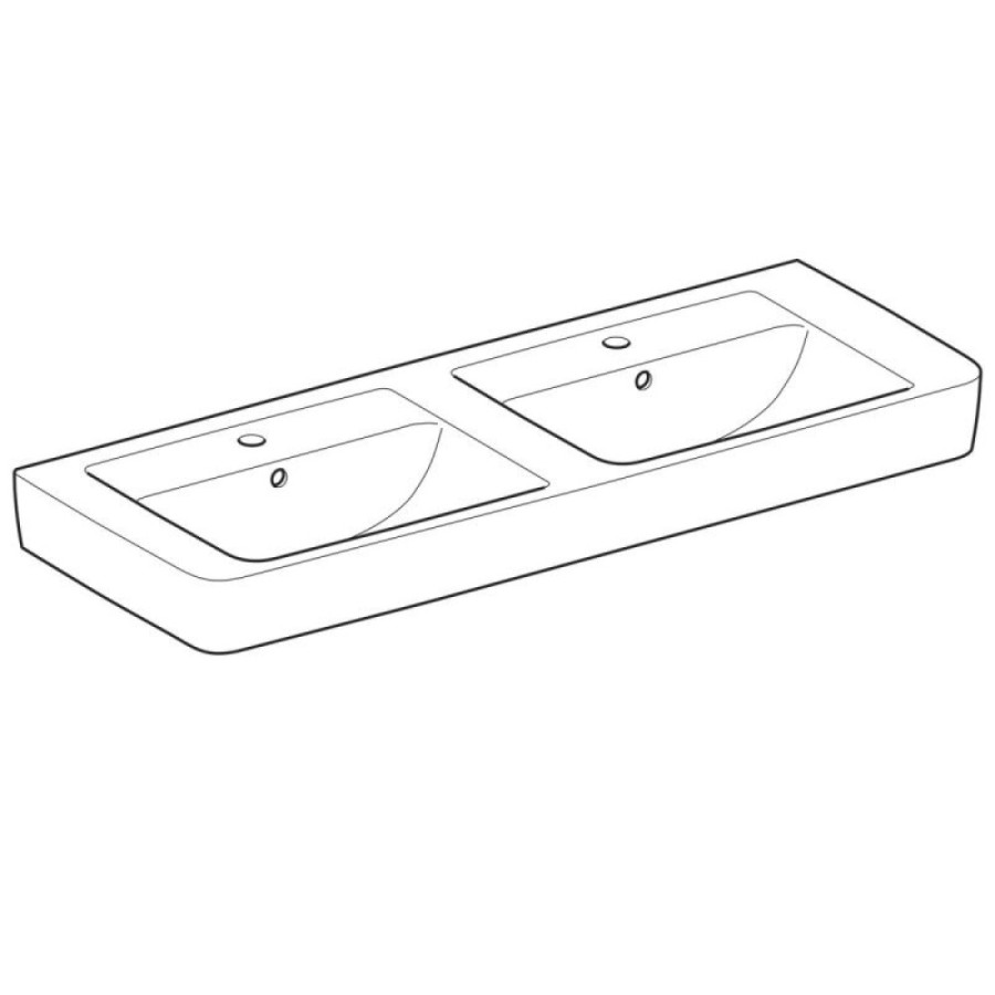 Раковина Geberit Renova Nr. 1 122130000, 130 см, сдвоенная, керамика, белая