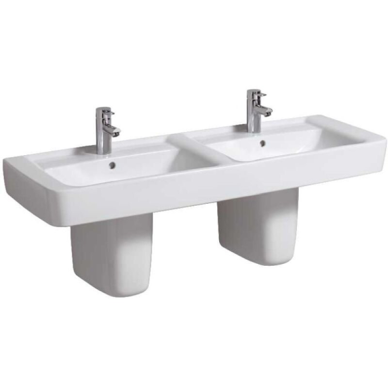 Раковина Geberit Renova Nr. 1 122130000, 130 см, сдвоенная, керамика, белая