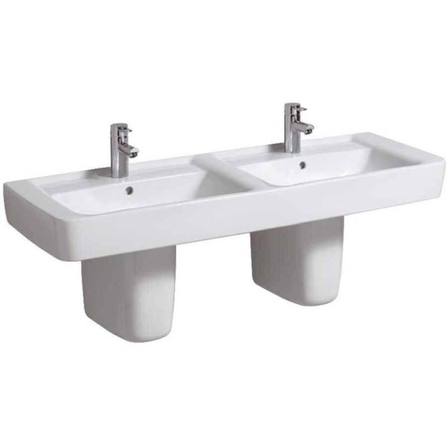 Раковина Geberit Renova Nr. 1 122130000, 130 см, сдвоенная, керамика, белая