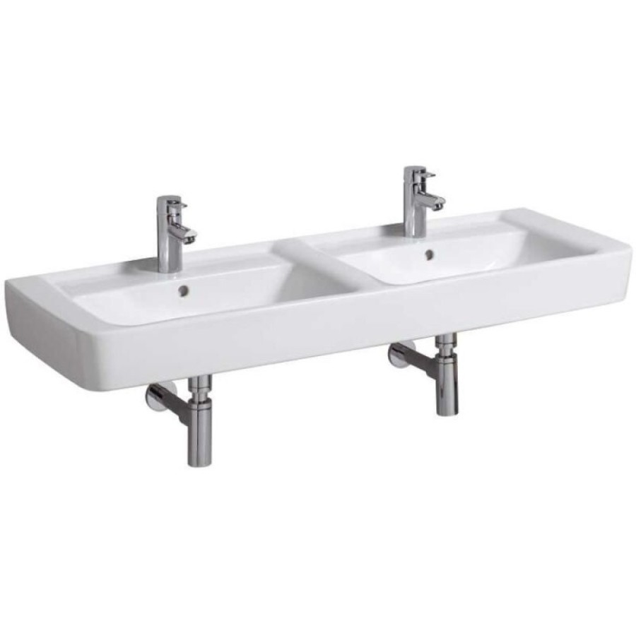 Раковина Geberit Renova Nr. 1 122130000, 130 см, сдвоенная, керамика, белая
