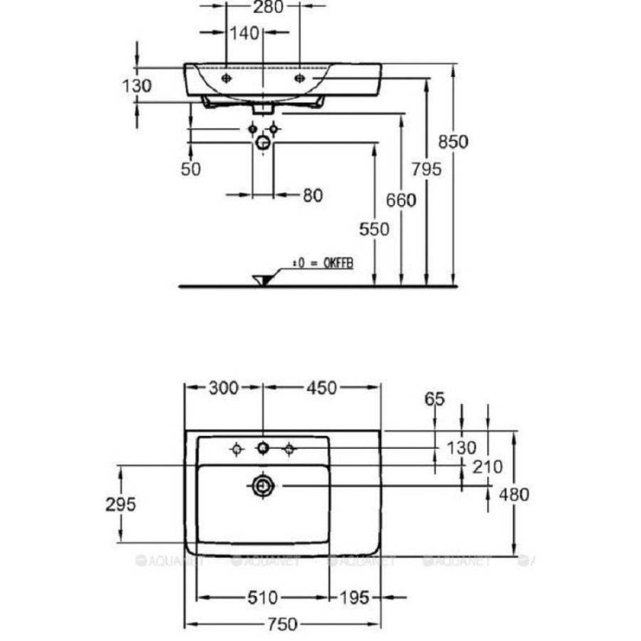 Раковина Geberit Renova Nr. 1 122180000/122175000, 75 см, L/R, керамика, белая