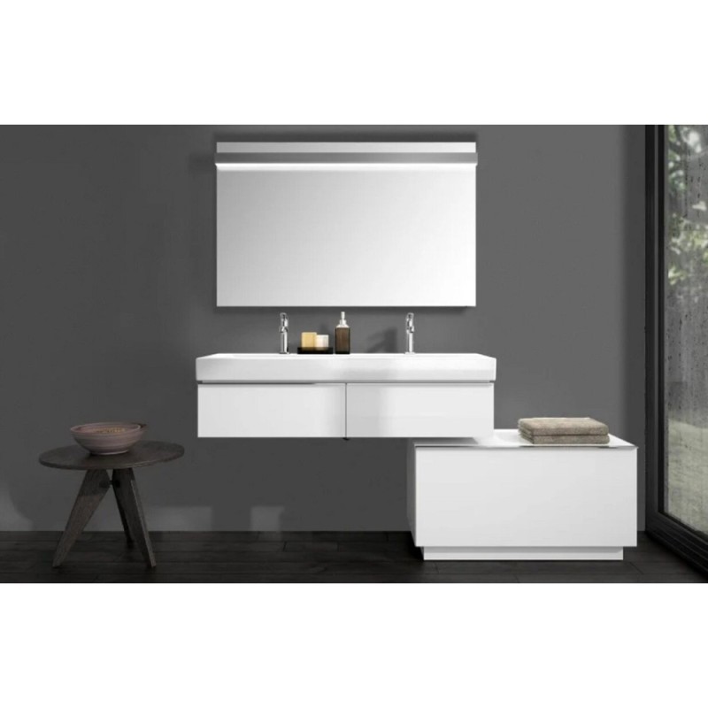 Раковина Geberit iCon 124020000, 120 х 48,5 см, с переливом по центру, 2 отверстия под смесители, белая