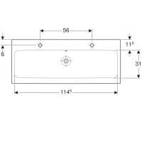 Раковина Geberit iCon 124020000, 120 х 48,5 см, с переливом по центру, 2 отверстия под смесители, белая