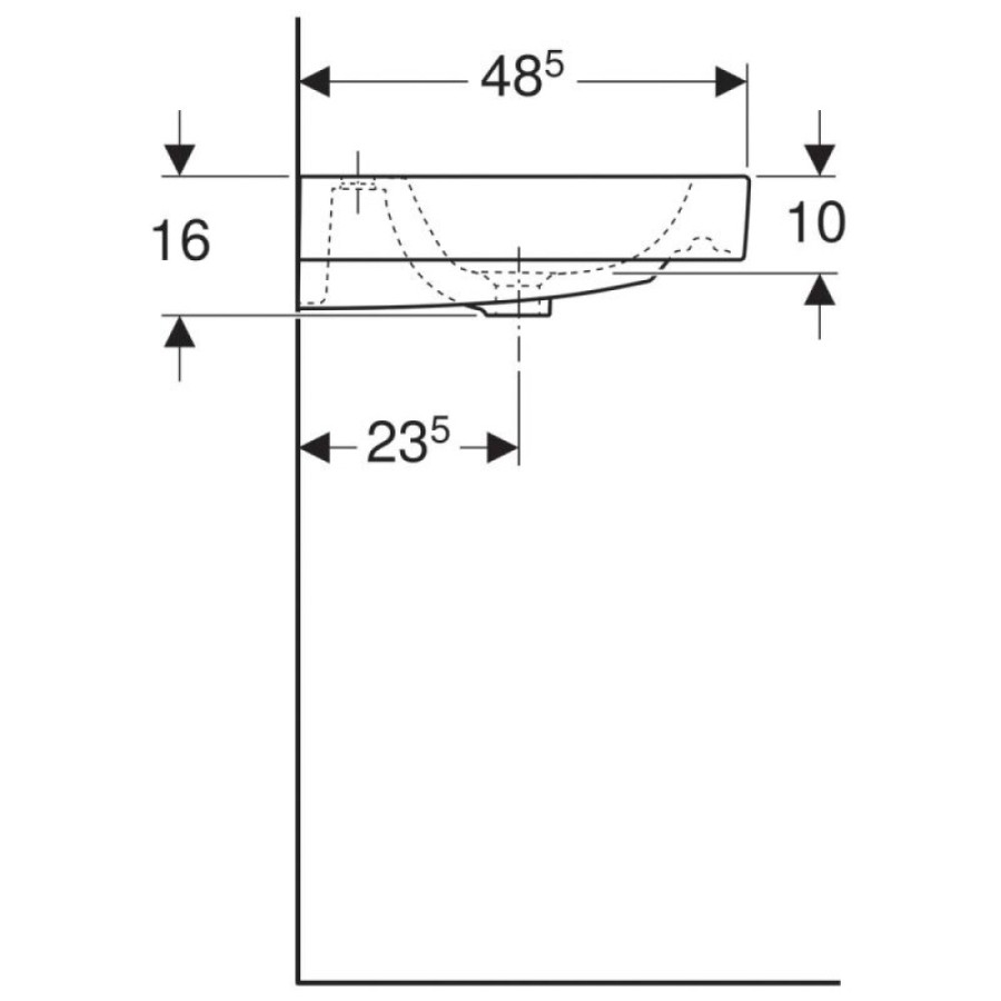 Раковина Geberit iCon 124020000, 120 х 48,5 см, с переливом по центру, 2 отверстия под смесители, белая