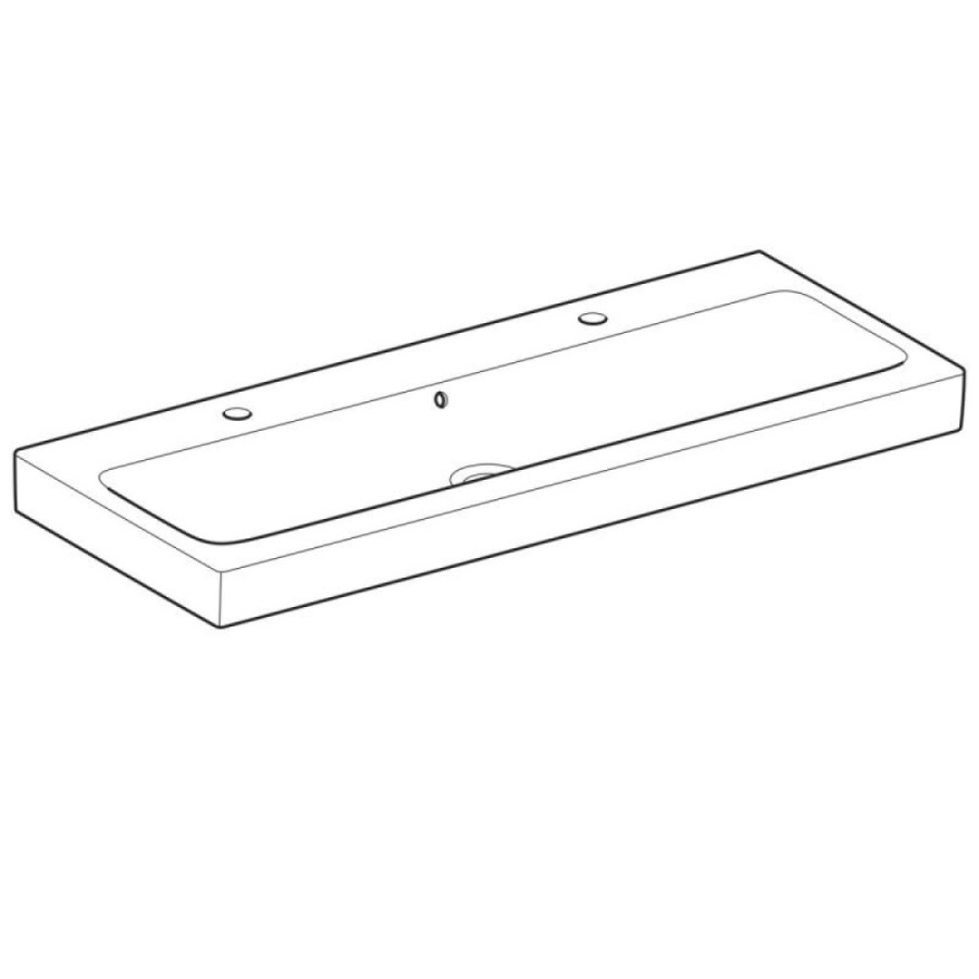 Раковина Geberit iCon 124020000, 120 х 48,5 см, с переливом по центру, 2 отверстия под смесители, белая