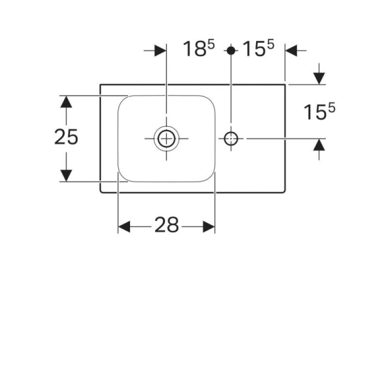 Раковина Geberit iCon 124053000/124153000, 53 см, L/R, xs, керамика, белая