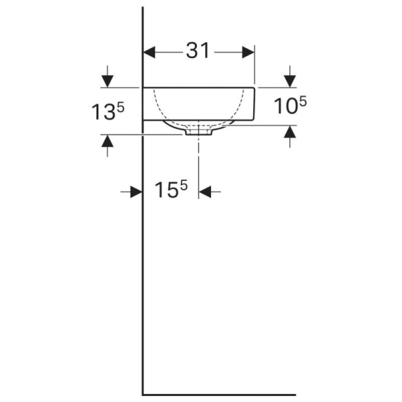 Раковина Geberit iCon 124053000/124153000, 53 см, L/R, xs, керамика, белая