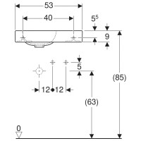 Раковина Geberit iCon 124053000/124153000, 53 см, L/R, xs, керамика, белая