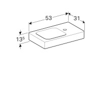 Раковина Geberit iCon 124053000/124153000, 53 см, L/R, xs, керамика, белая