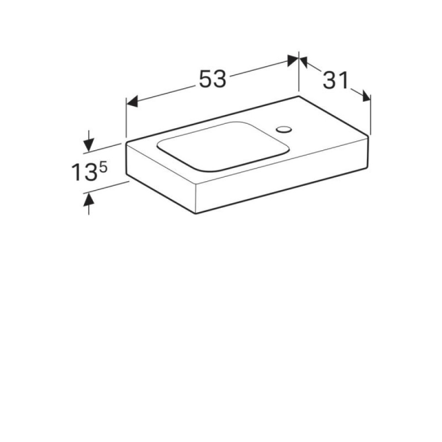 Раковина Geberit iCon 124053000/124153000, 53 см, L/R, xs, керамика, белая