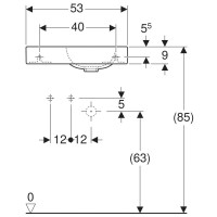 Раковина Geberit iCon 124053000/124153000, 53 см, L/R, xs, керамика, белая