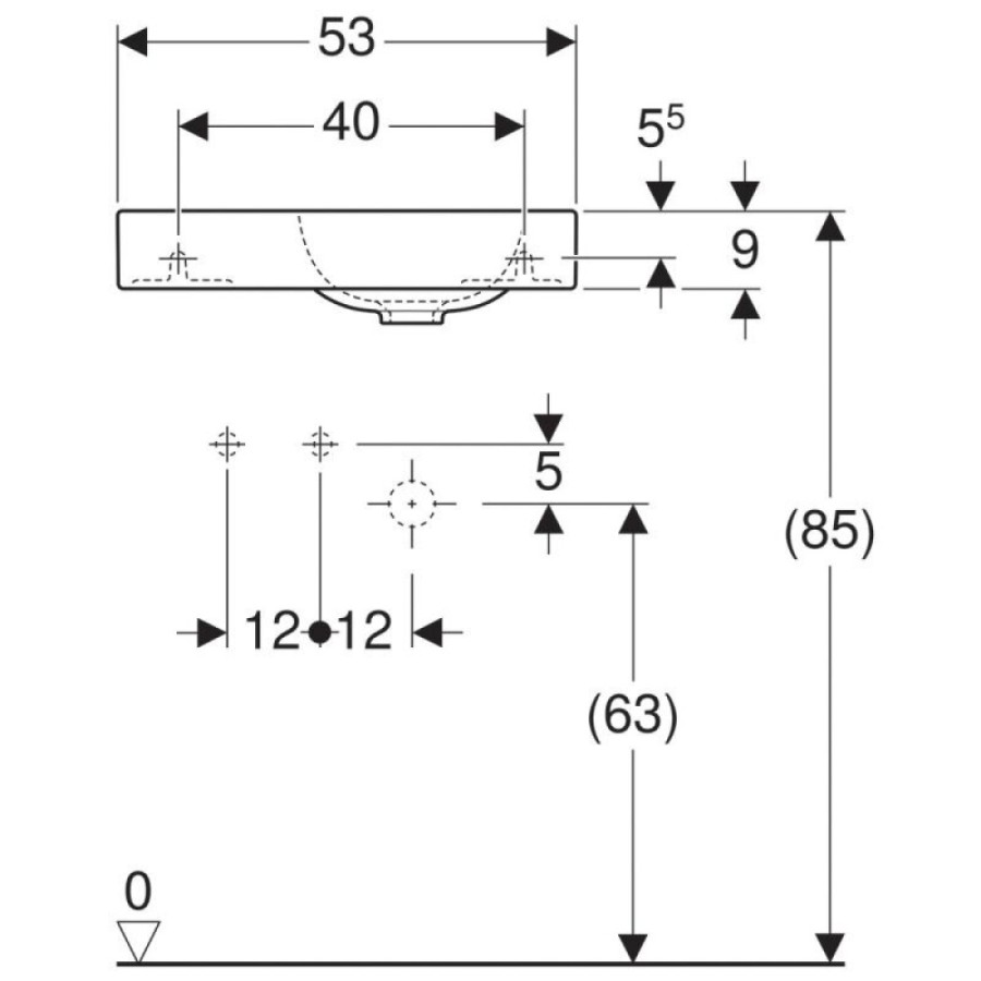 Раковина Geberit iCon 124053000/124153000, 53 см, L/R, xs, керамика, белая