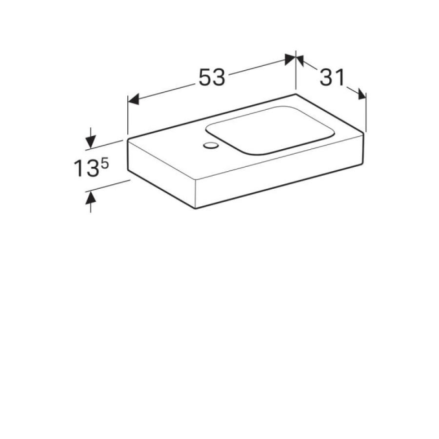Раковина Geberit iCon 124053000/124153000, 53 см, L/R, xs, керамика, белая