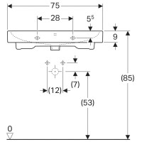 Раковина Geberit iCon 124075000, 75 см, керамика, белая