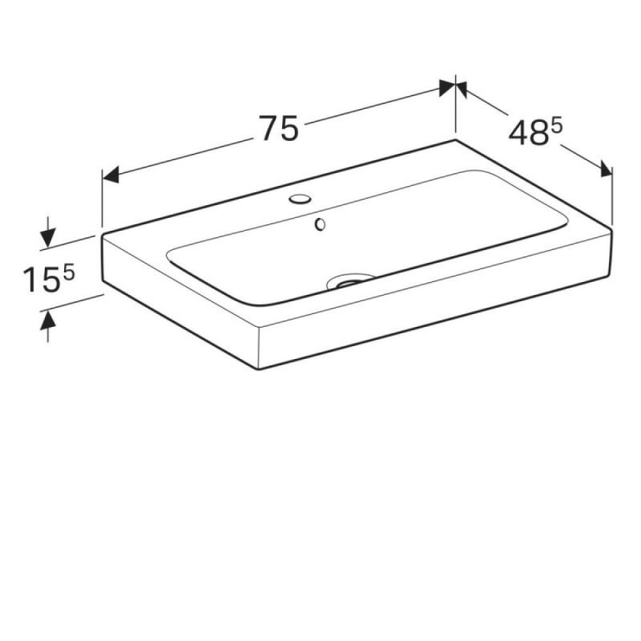 Раковина Geberit iCon 124075000, 75 см, керамика, белая